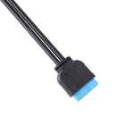 Black PVC Jacket USB3.0 IDC 20P TO IDC 20P 90 Degree Downward Bend Height 16mm