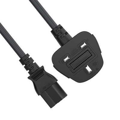 BS1363 13Amps 250V Electric Power Cord C13 To UK Plug For Computer / Monitor ROHS