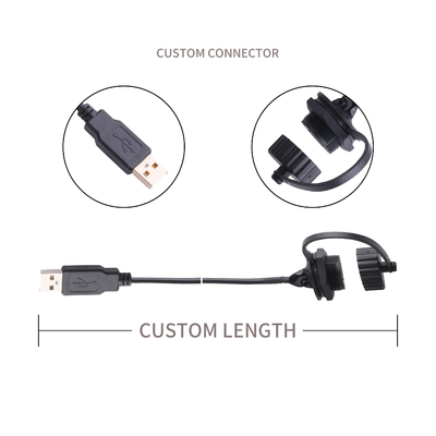 Custom USB 2.0 A Cable USB 2.0 A Female Connector With Shield And Cap