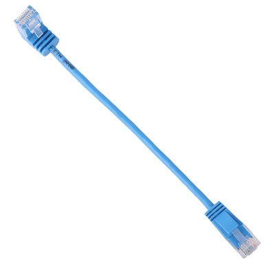 High Speed Gigabit Utp Ethernet Cable Molded Slim Blue Vertical 90 Degree Interface