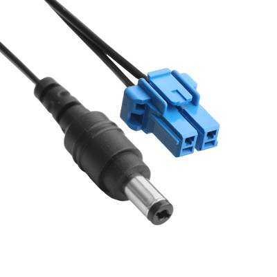DC Plug 2.1*5.5mm Solder Type PVC To TE Blue Housing 2P Female Cable Connector OEM / ODM