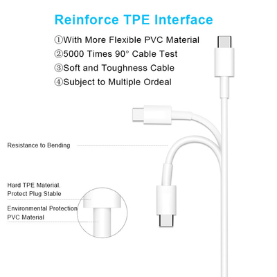 PD 60W USB C Fast Charging Cable , Quick Charge Usb Cable For Samsung S8 S9 Plus